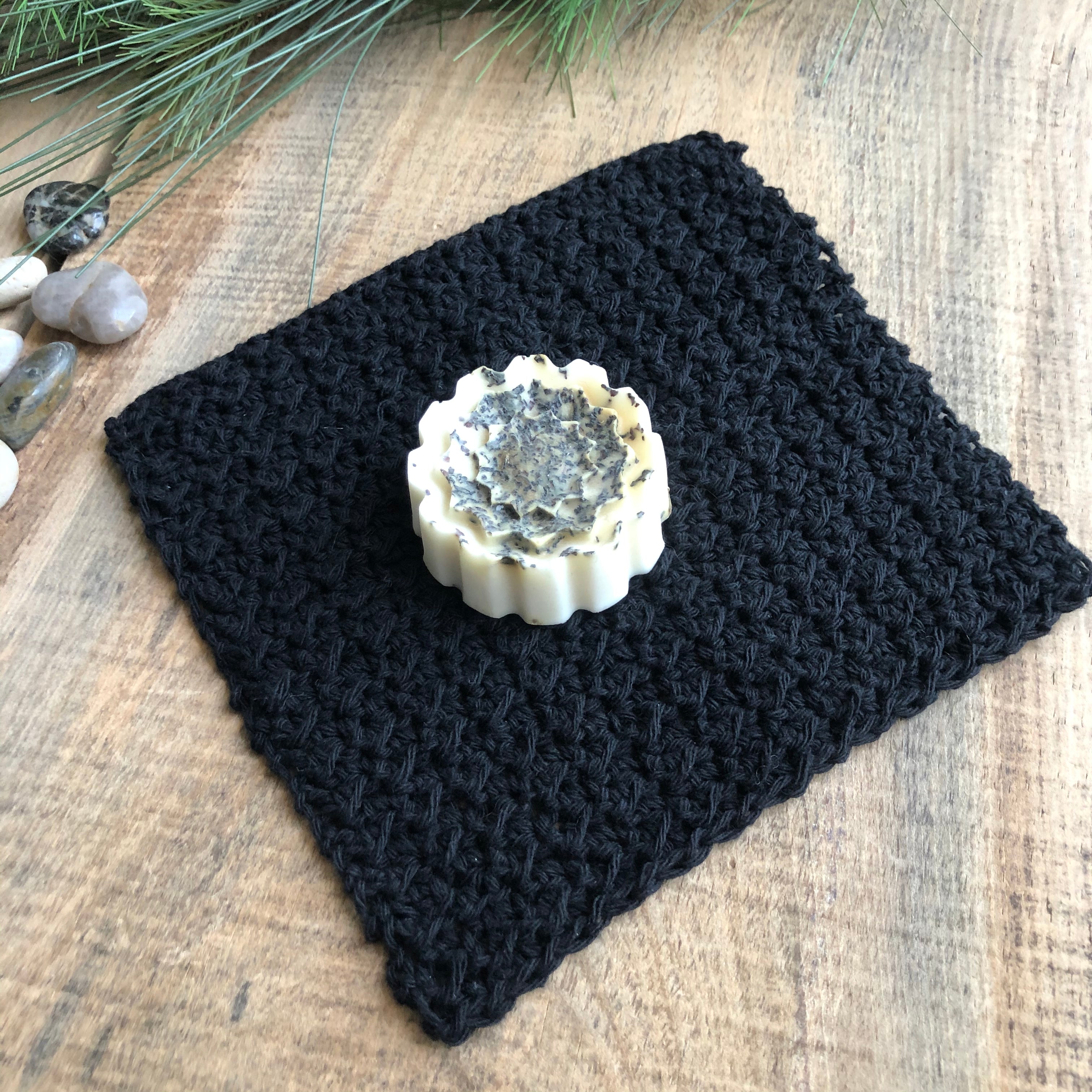 Cotton Cloth Dish Cloth Wash Cloth Face Cloth Black Recycled Cotton Crochet