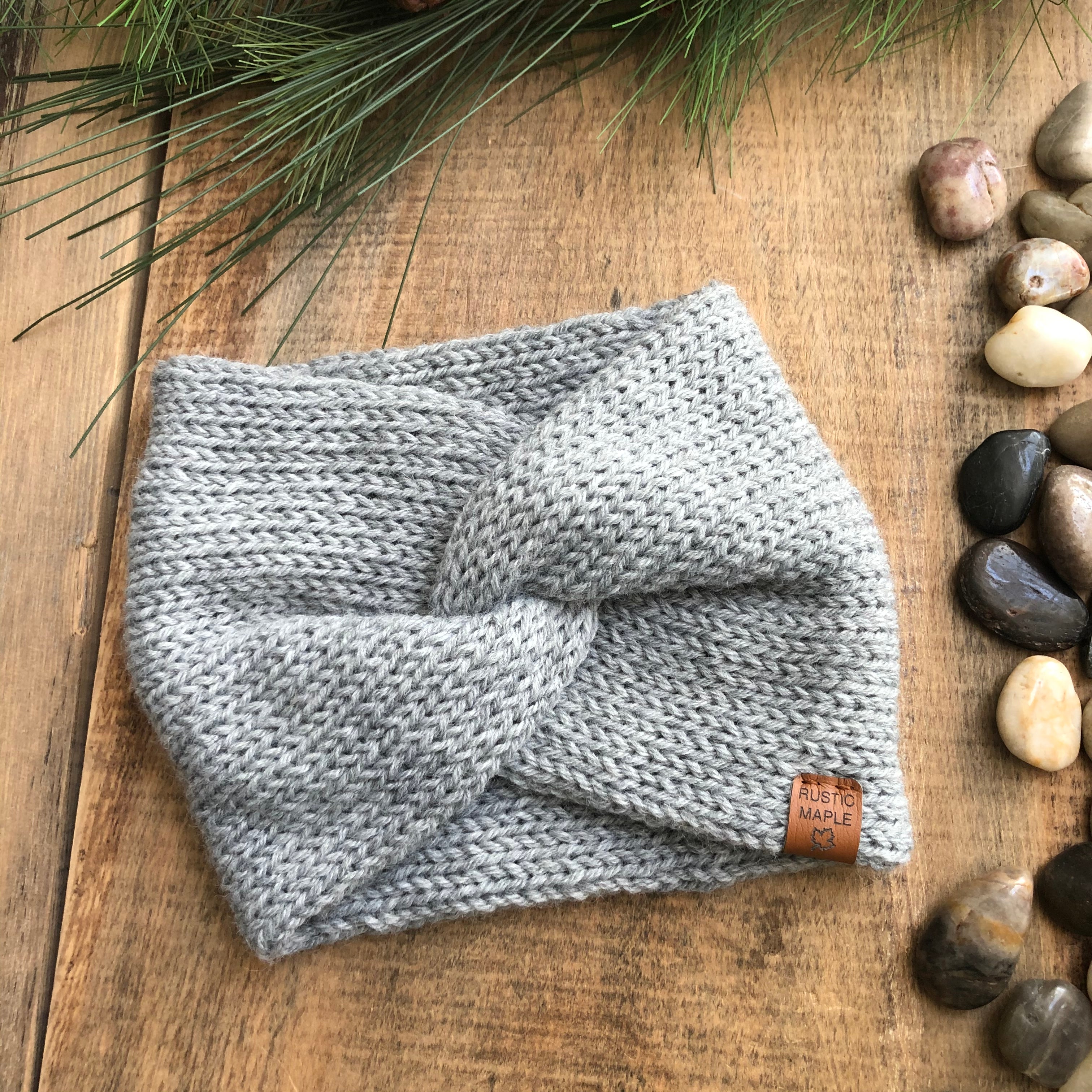 Riverside Headband Twist Headband Knit Wool Blend Grey