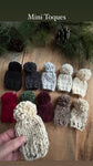 Mini 4” Hand Knit Toque Ornaments with Pompoms Christmas Holiday Winter