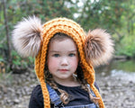 Coastal Cub Hat Bonnet Custom Order Faux Fur Poms
