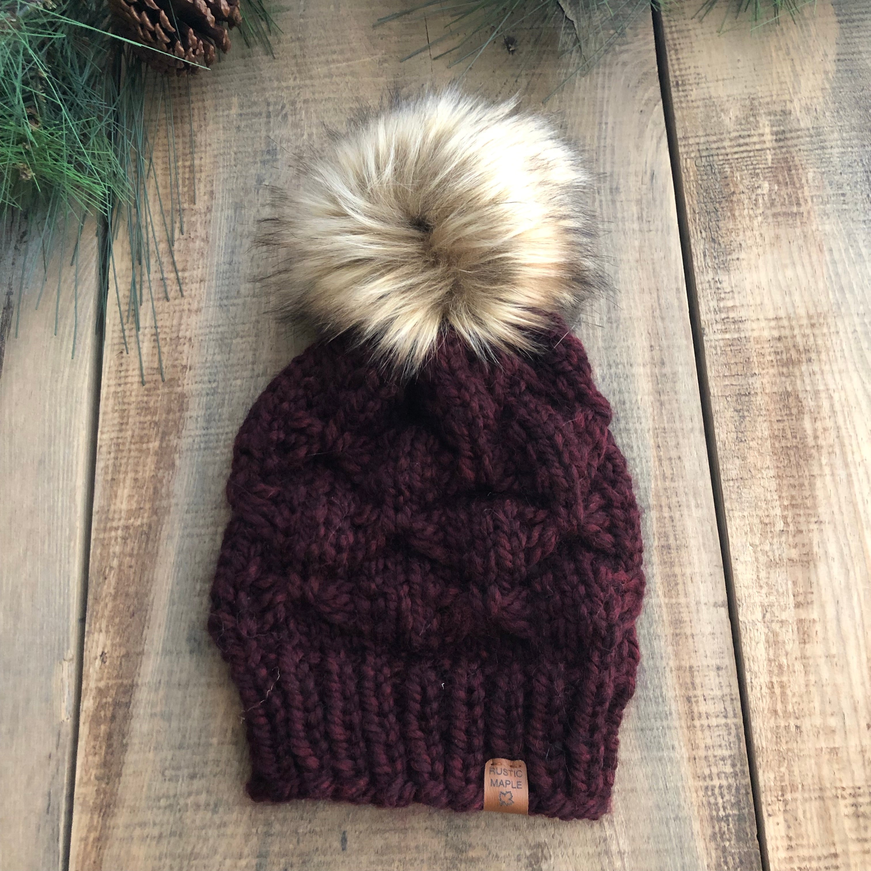 Driftwood Custom Order Adult Toque with Faux Fur Pompom
