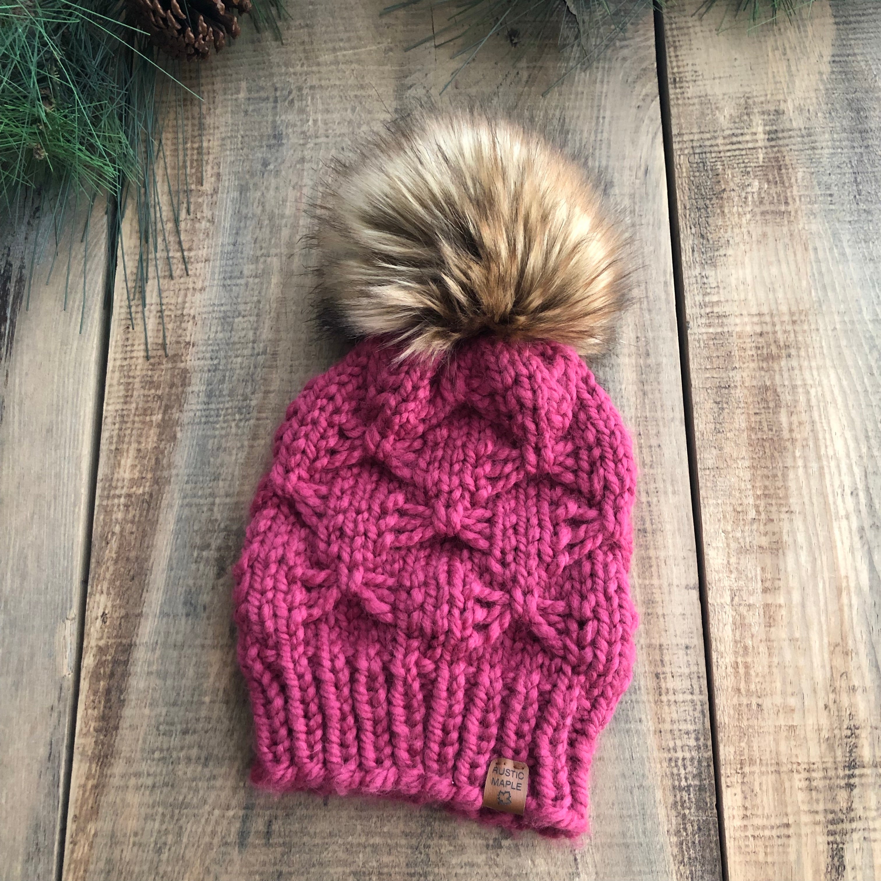 Driftwood Custom Order Adult Toque with Faux Fur Pompom