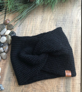 Riverside Headband Twist Headband Knit Wool Blend Black