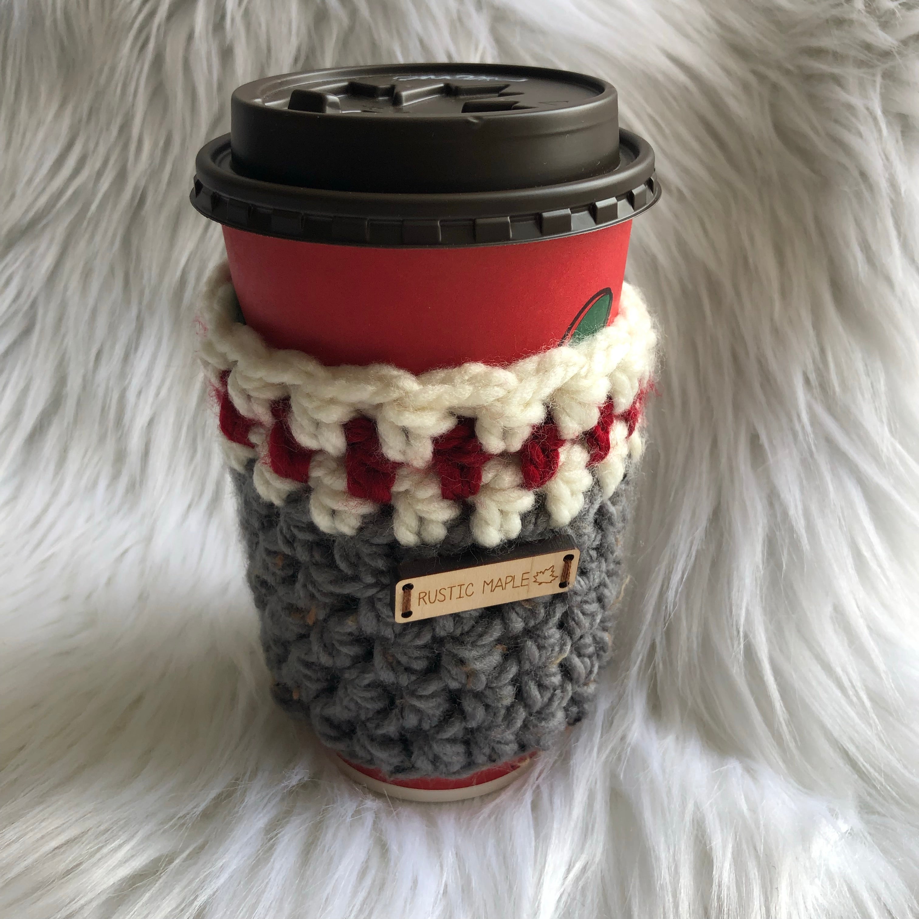Cabin Cozy Coffee Tea Sleeve Reusable Crochet